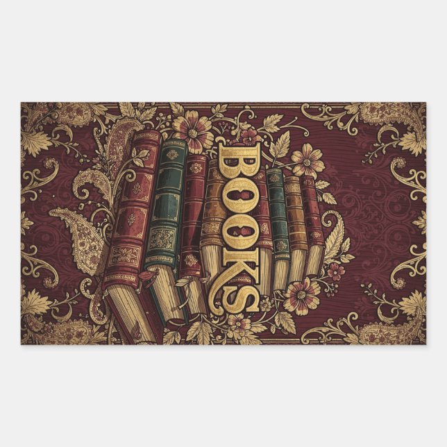 Books Book Lovers Writers Readers Bibliophiles Rectangular Sticker (Front)