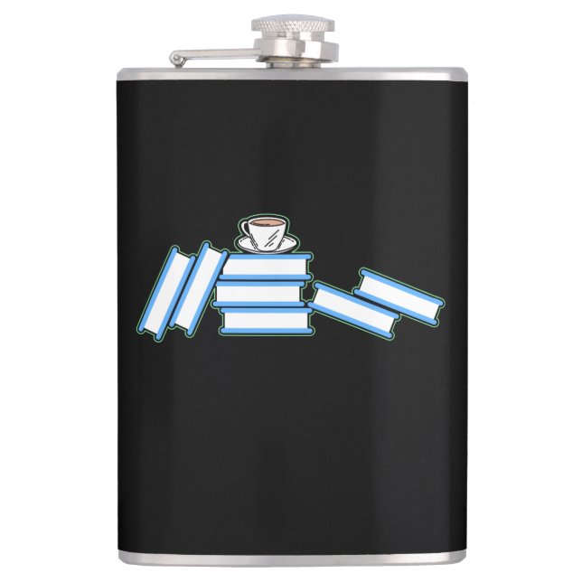 Books - Books and Teacup Hip Flask (Front)