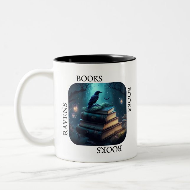 Books Books Books Two-Tone Coffee Mug (Left)