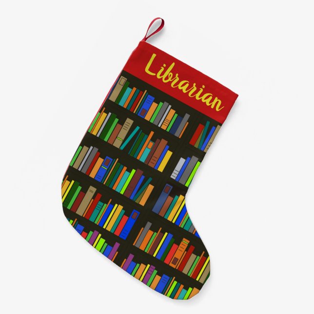 Books Bookshelves Christmas Stocking (Front (Hanging))