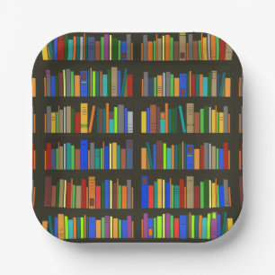 Books Bookshelves Design Paper Plates