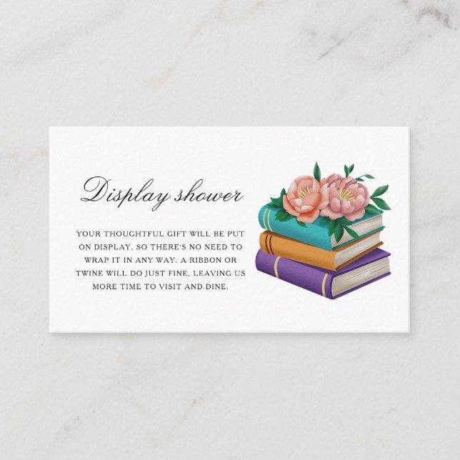 Books Bridal Shower Display shower  Enclosure Card (Front)