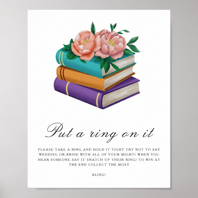 Books Bridal shower - Put a ring on it game Poster (Front)