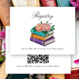 Books Bridal shower QR code for registry  Enclosure Card