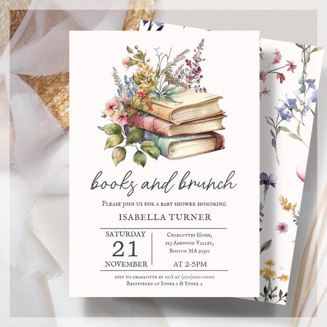 Books & Brunch Wildflower Baby Shower Invitation (Creator Uploaded)