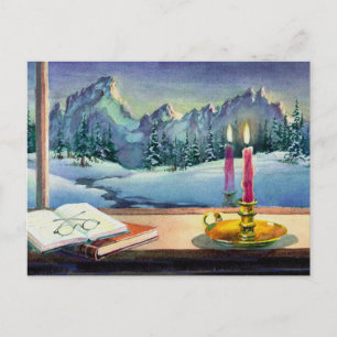 BOOKS & CANDLE  by SHARON SHARPE Postcard