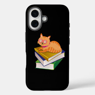 Books - Cat and Books Book Lover Gift iPhone 16 Case