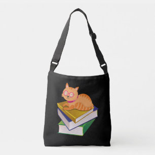 Books - Cat and Books Book Lover Gift Crossbody Bag