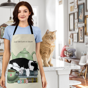 Books Cat Tea Cute Apron