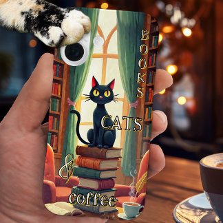 Books Cats and Coffee Phone Case 