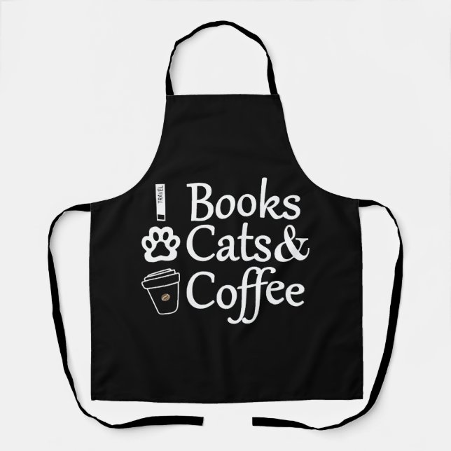 Books Cats & Coffee Apron (Front)