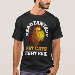 Books Cats Evil Bookish Bookworm Fantasy Bibliophi T-Shirt