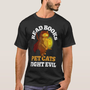 Books Cats Evil Bookish Bookworm Reading Biblioph T-Shirt