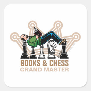 Books & Chess Grand Master Square Sticker