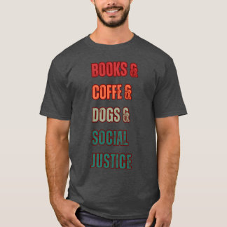 BOOKS COFFE DOGS boy retro T-Shirt