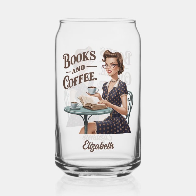 Books & Coffee Book Lover Quote Can Glass (Front)