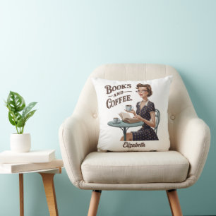 Books & Coffee Book Lover Quote Cushion