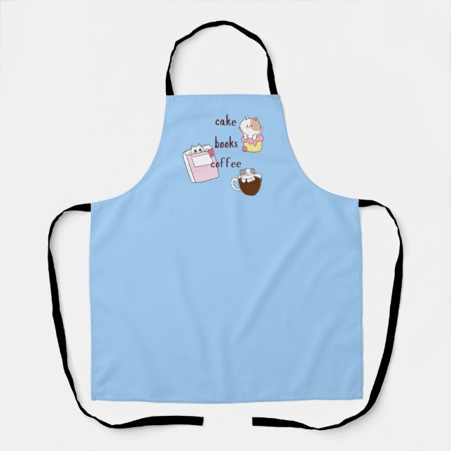   Books Coffee Cats Apron (Front)