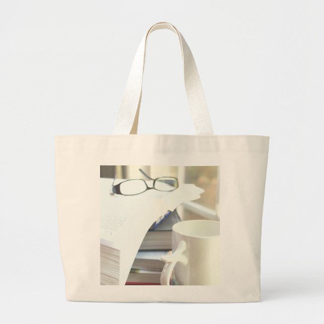 Books & Coffee: Need I Say More? Large Tote Bag (Front)