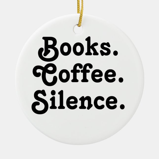 “Books. Coffee. Silence." | Minimalist  Ceramic Tree Decoration (Front)