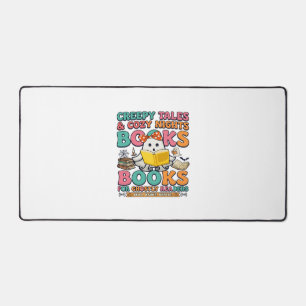 Books Creepy Tales Ghost Reading Spider Web Bats Desk Mat