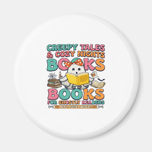 Books Creepy Tales Ghost Reading Spider Web Bats Magnet