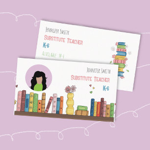 Books Educator White Business Card with Photo