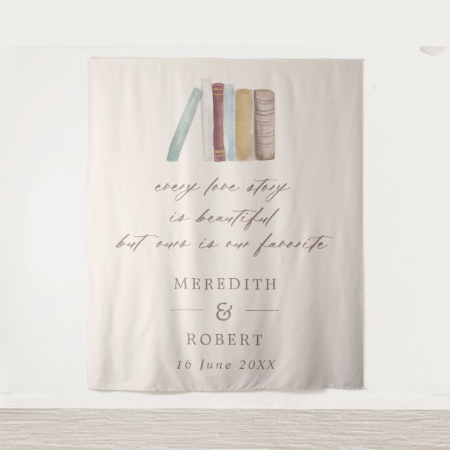 Books Every Love Story Wedding Ceremony Backdrop Tapestry (Front)