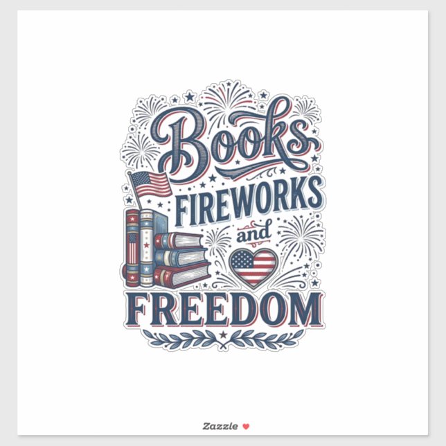 Books Fireworks and Freedom Patriotic Reader Shirt (Sheet)