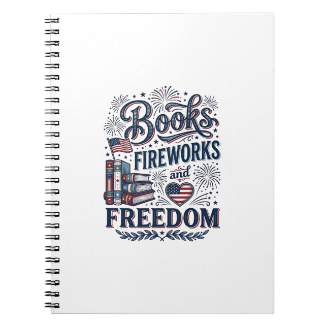 Books Fireworks and Freedom Patriotic Reader Shirt (Front)