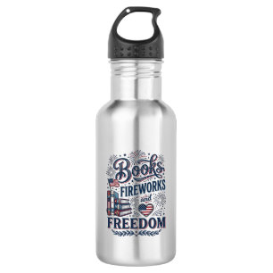 Books Fireworks and Freedom Patriotic Reader Shirt 532 Ml Water Bottle