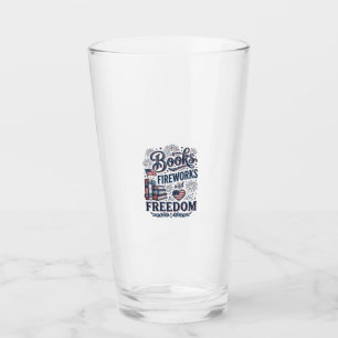 Books Fireworks and Freedom Patriotic Reader Shirt Glass