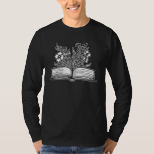 Books Flowers Library Librarian - Novel Literature T-Shirt