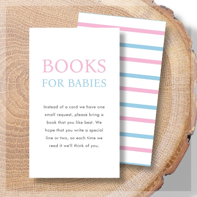 Books for Babies | Pink & Blue Twin Baby Shower  Enclosure Card (Creator Uploaded)