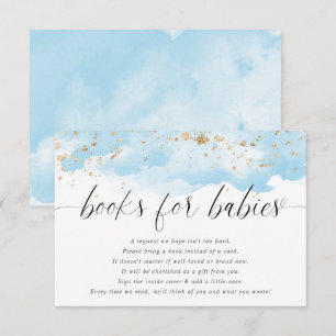 Books for babies twin boys watercolor blue gold enclosure card