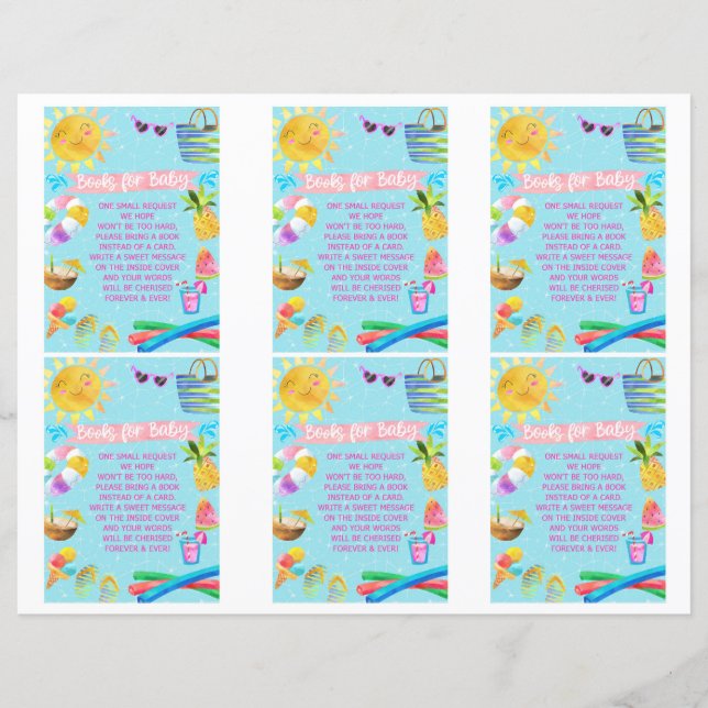 Books for Baby baby shower cards, pool baby shower (Front)