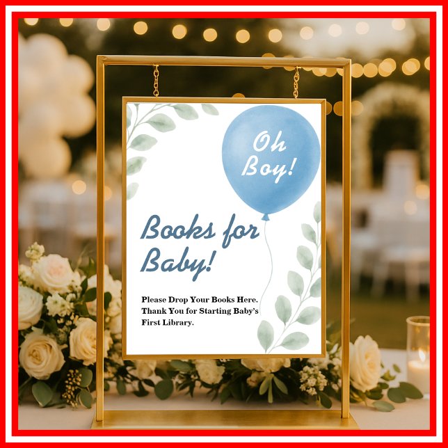 Books for Baby Balloon Eucalyptus Baby Shower SIGN (Creator Uploaded)