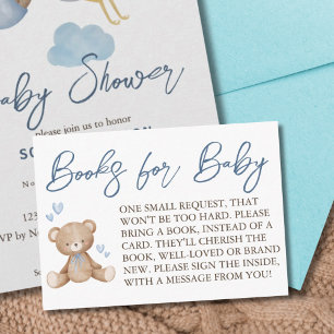 Books for Baby, Bear Baby Shower, Baby Boy Enclosure Card