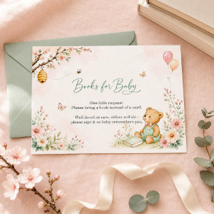 Books for Baby Bear Floral Baby Shower Enclosure Place Card