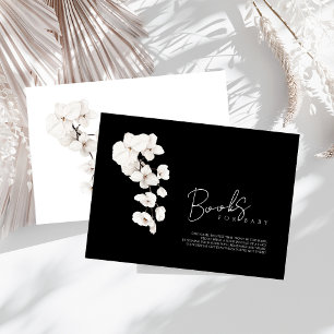 Books for Baby Black White Orchids Baby Shower Enclosure Card