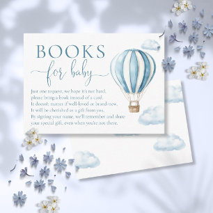 Books For Baby Blue Hot Air Balloon Baby Shower Enclosure Card
