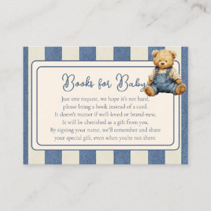 Books For Baby Blue Jean Teddy Bear Baby Shower Enclosure Card