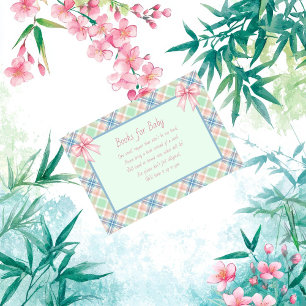 Books for Baby Blue Pink and Green Plaid Enclosure Card