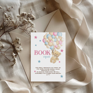 Books for baby Blue Pink teddy bear balloons Enclosure Card