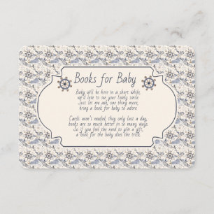 Books for Baby Blue Tan Nautical Pattern Enclosure Card