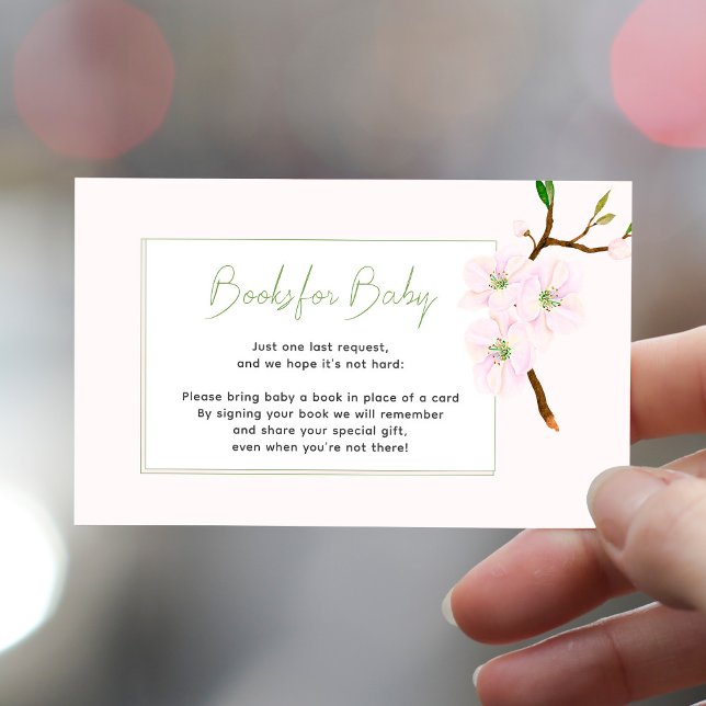 Books for Baby blush pink spring baby shower Enclosure Card (Creator Uploaded)