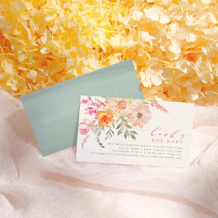 Books for Baby   Blush & Teal Spring Baby Shower Enclosure Card