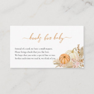 Books For Baby Boho Floral Pumpkin Baby Shower Enclosure Card