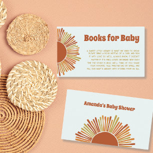 Books For Baby Boho Retro Boy Baby Shower Enclosure Card