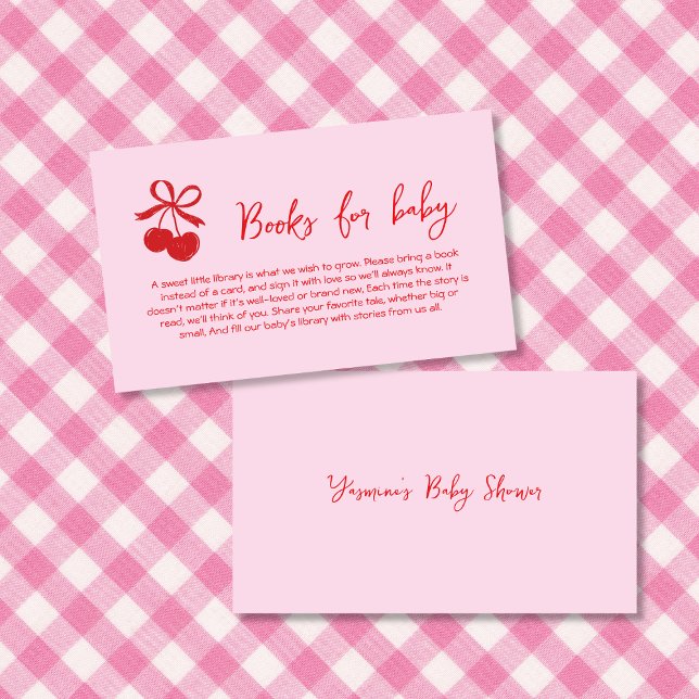 Books For Baby Bow Cherry Pink & Red Hand Drawn Enclosure Card (Books For Baby Bow Cherry Pink & Red Hand Drawn Enclosure Card)